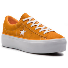 Load image into Gallery viewer, Converse One Star Platform OX Ladies Bright Orange Suede Sneakers 5
