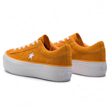Load image into Gallery viewer, Converse One Star Platform OX Ladies Bright Orange Suede Sneakers 5.5
