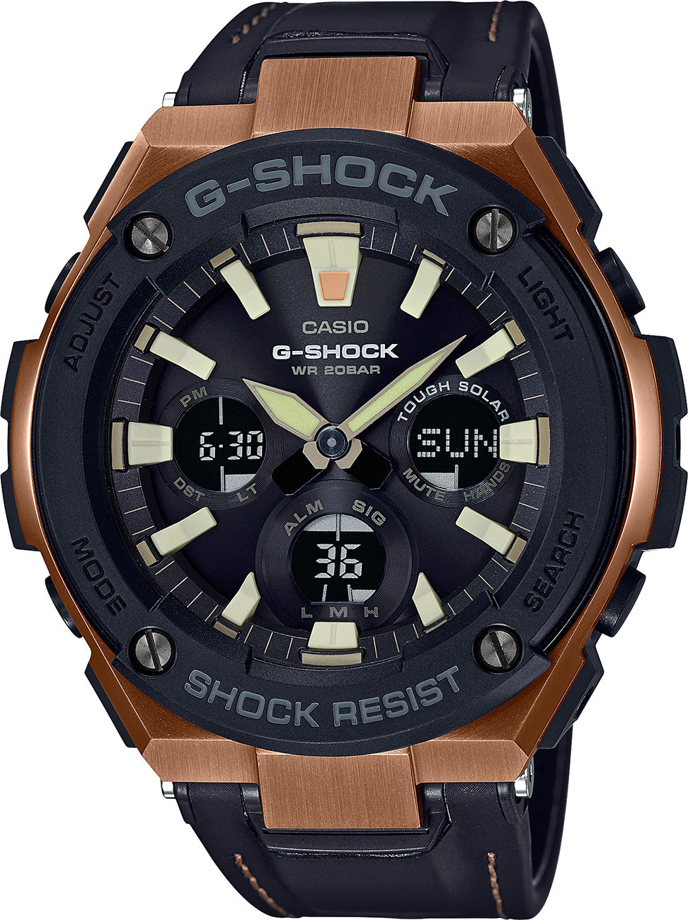 Casio G-Shock G Steel Black Dial Men's Leather Strap Watch GSTS120L-1A MSRP $300