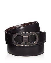 Load image into Gallery viewer, NEW SALVATORE FERRAGAMO Double Gancini Men&#39;s 464231 Black/Brown Belt Size 105 MSRP $530
