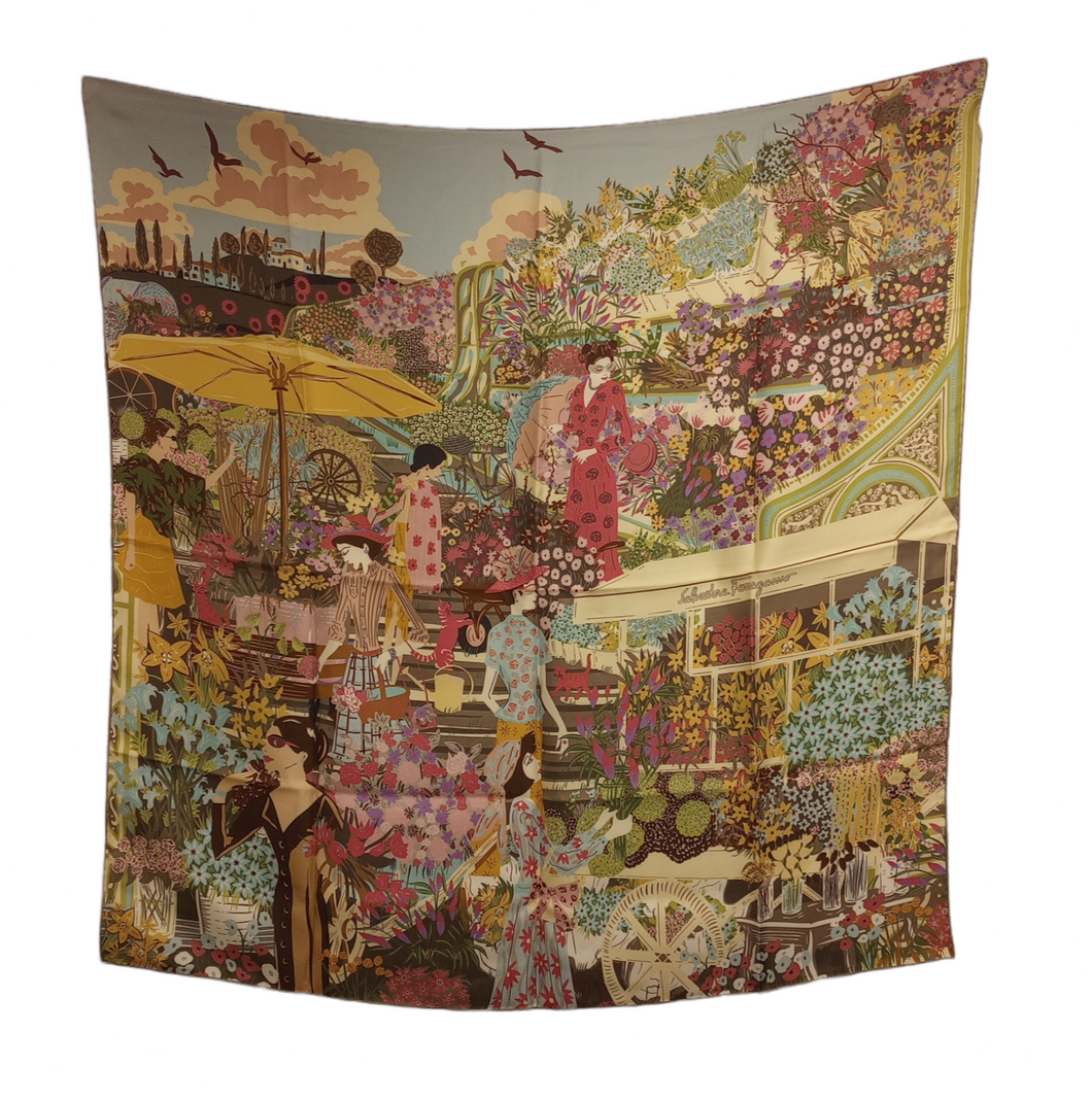 NEW SALVATORE FERRAGAMO Women's 714507 Print Silk Scarf MSRP $435
