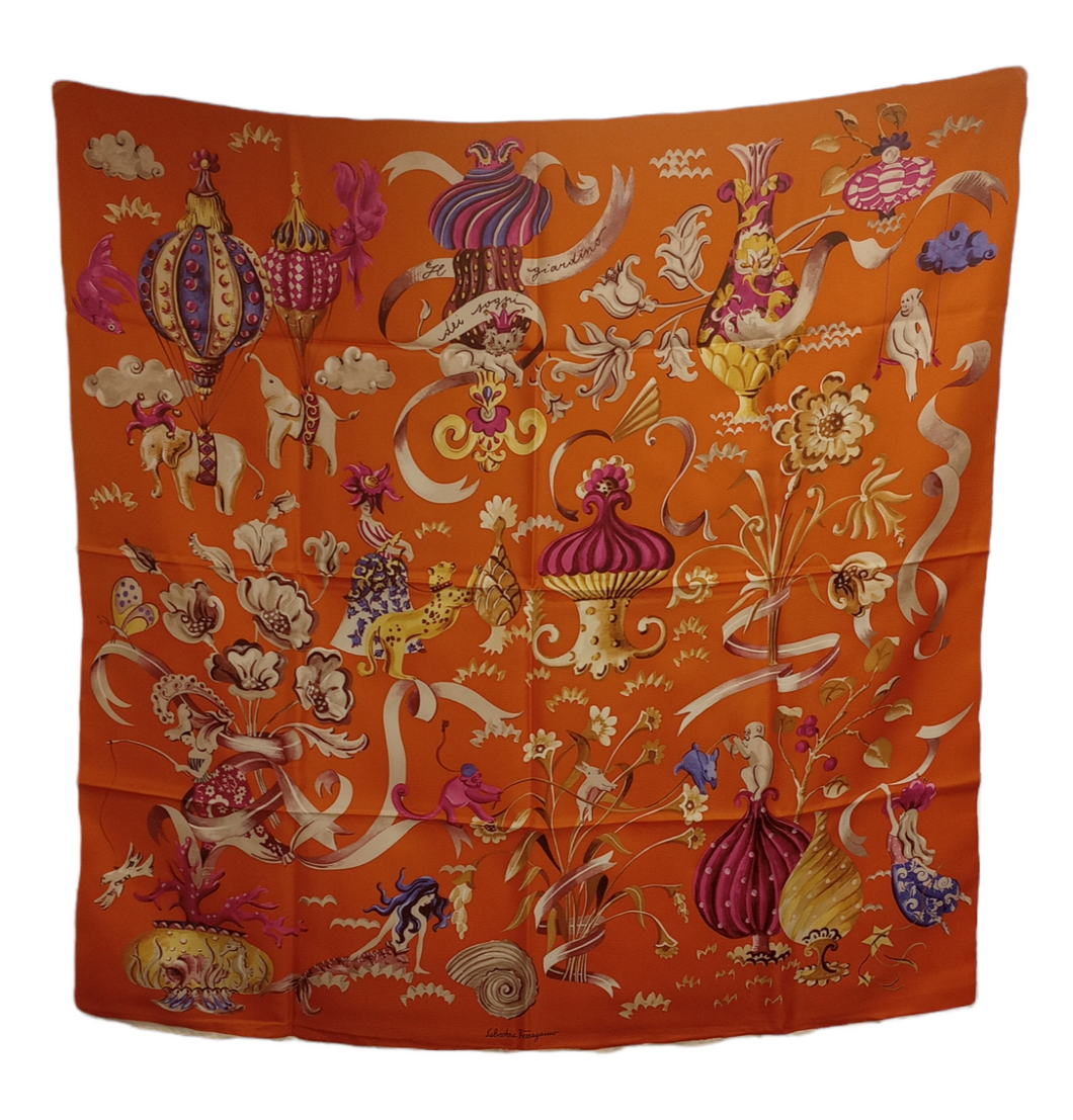 NEW SALVATORE FERRAGAMO Women's 726123 Print Silk Scarf MSRP $435