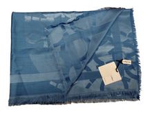 Load image into Gallery viewer, NEW SALVATORE FERRAGAMO 706765 Sky Blue Silk &amp; Wool Gancini Scarf MSRP $350

