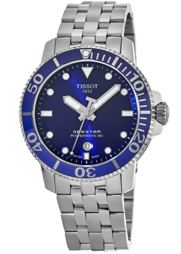 NEW Tissot Seastar 1000 Powermatic Mens Blue Dial Watch T1204071104100 MSRP $725