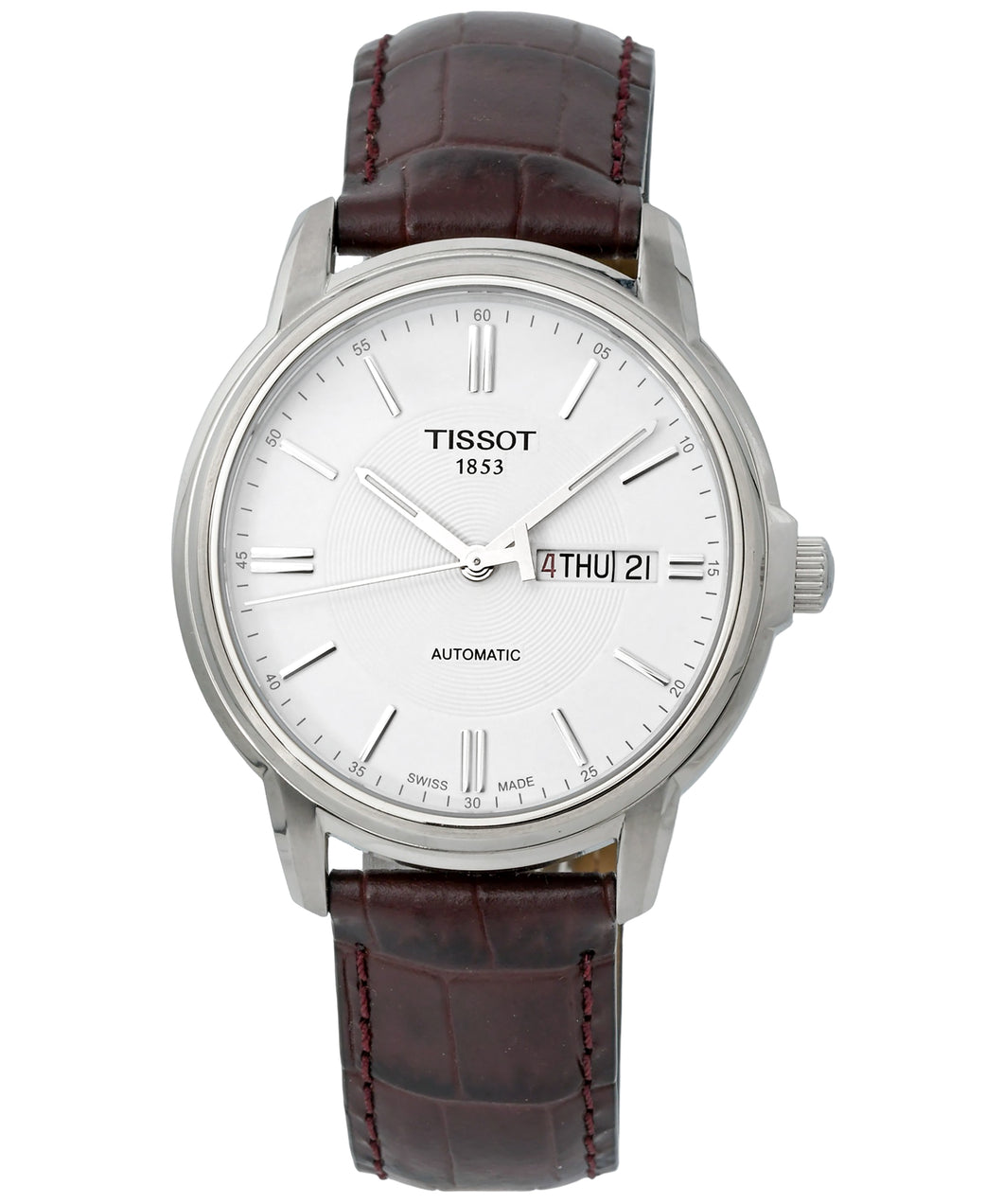 NEW Tissot Automatics III Men's Silver Dial Strap Watch T0654301603100 MSRP $550