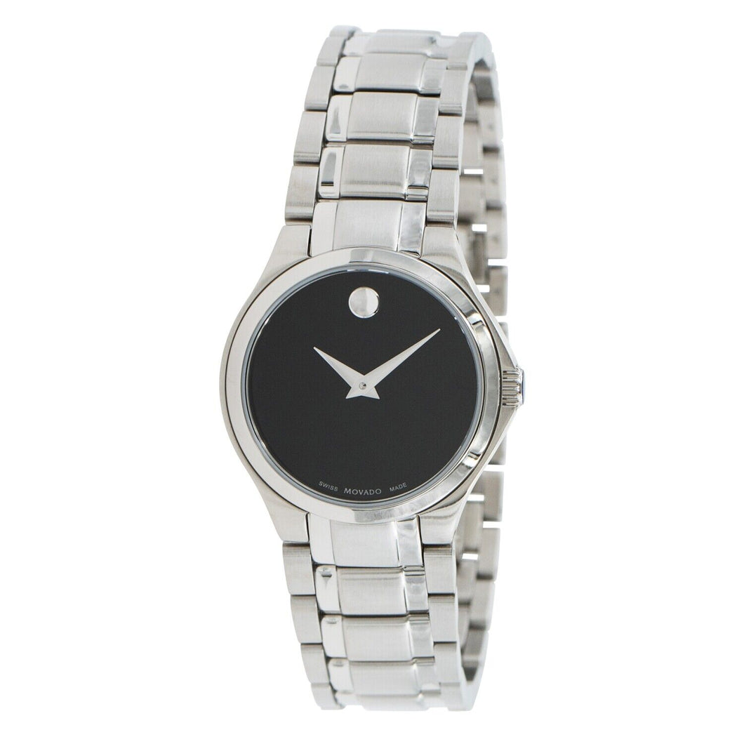 NEW Movado Women's 0606784 Collection 28mm Black Dial Bracelet Watch MSRP $995