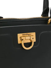 Load image into Gallery viewer, NEW SALVATORE FERRAGAMO Trifolio Women&#39;s 724602 Black Top Handle Bag MSRP $2200
