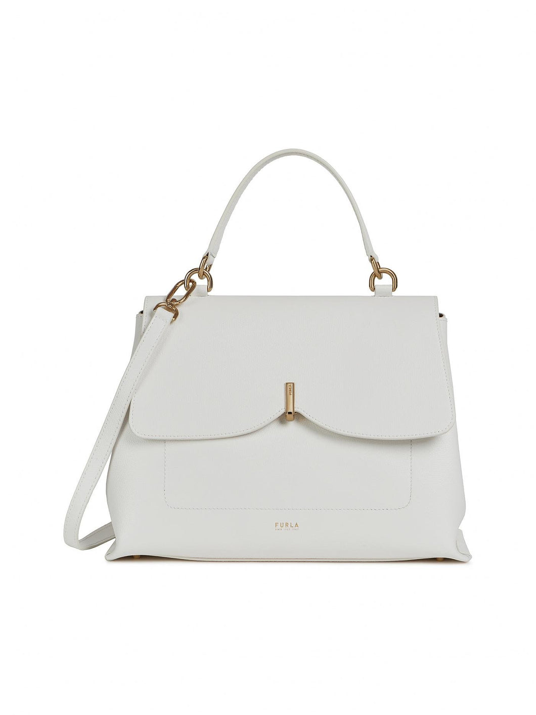 NEW FURLA Women's Ribbon White Leather Shoulder Bag MSRP $449