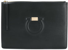 Load image into Gallery viewer, NEW SALVATORE FERRAGAMO Gancini Women&#39;s 691019 Black/Red Pouch MSRP $495
