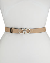 Load image into Gallery viewer, SALVATORE FERRAGAMO Gancini Thin Women&#39;s 688363 Almond/Black Belt Size 100 MSRP $450
